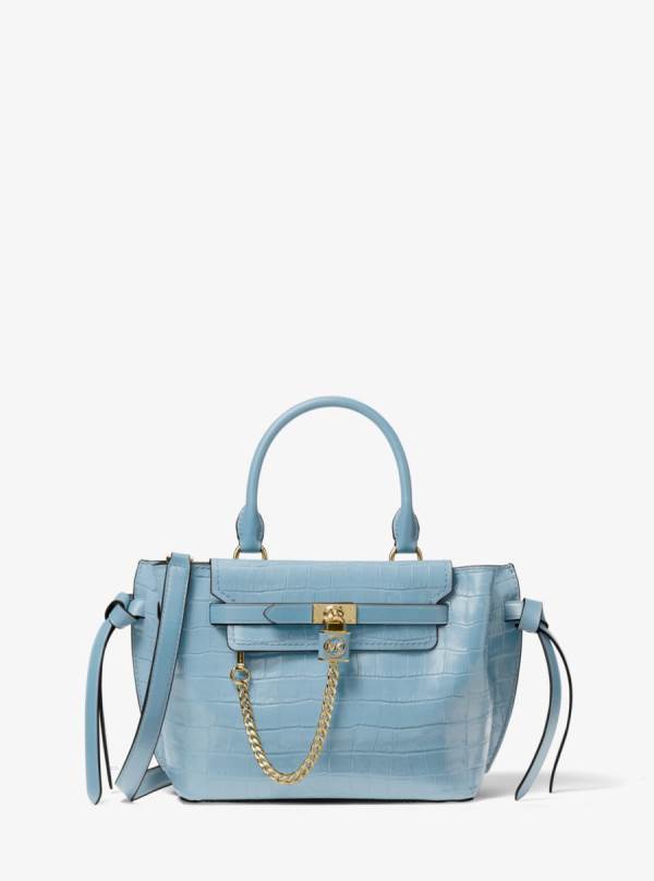 Damske Satchel Taske Michael Kors Hamilton Legacy Small Crocodile Embossed Leather Belted Námornícka Modrá - Kabelky Michael Kors Slevy | HLQYX-2457